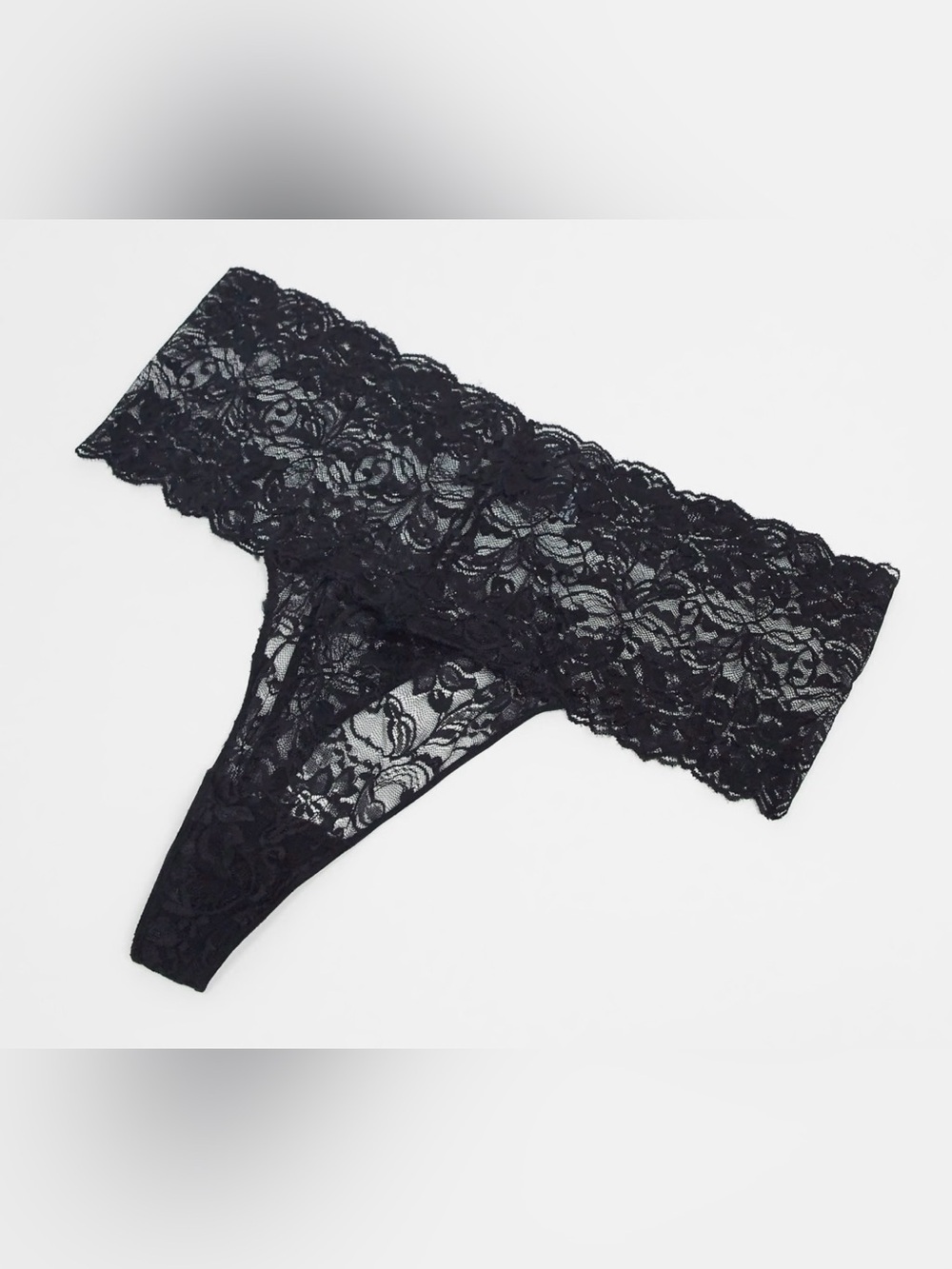 ASOS Design Curve Lace Waist Thong Panty - Black